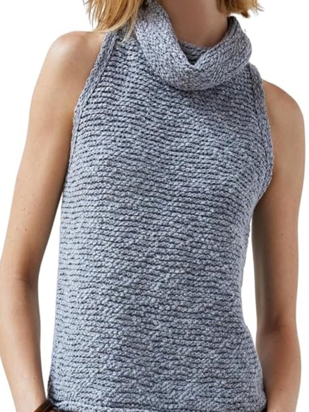 Pilcro Cowl Neck Cropped Sweater Vest Blue Gray Size XL NWT